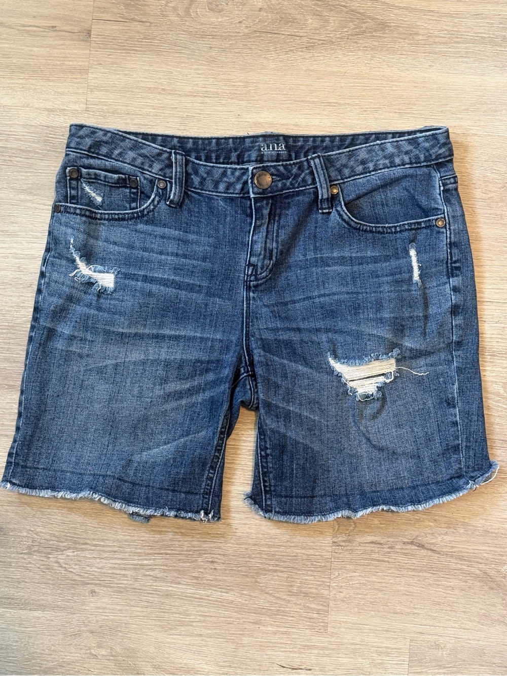 a.n.a Dark Blue Distressed Denim Cutoff Shorts